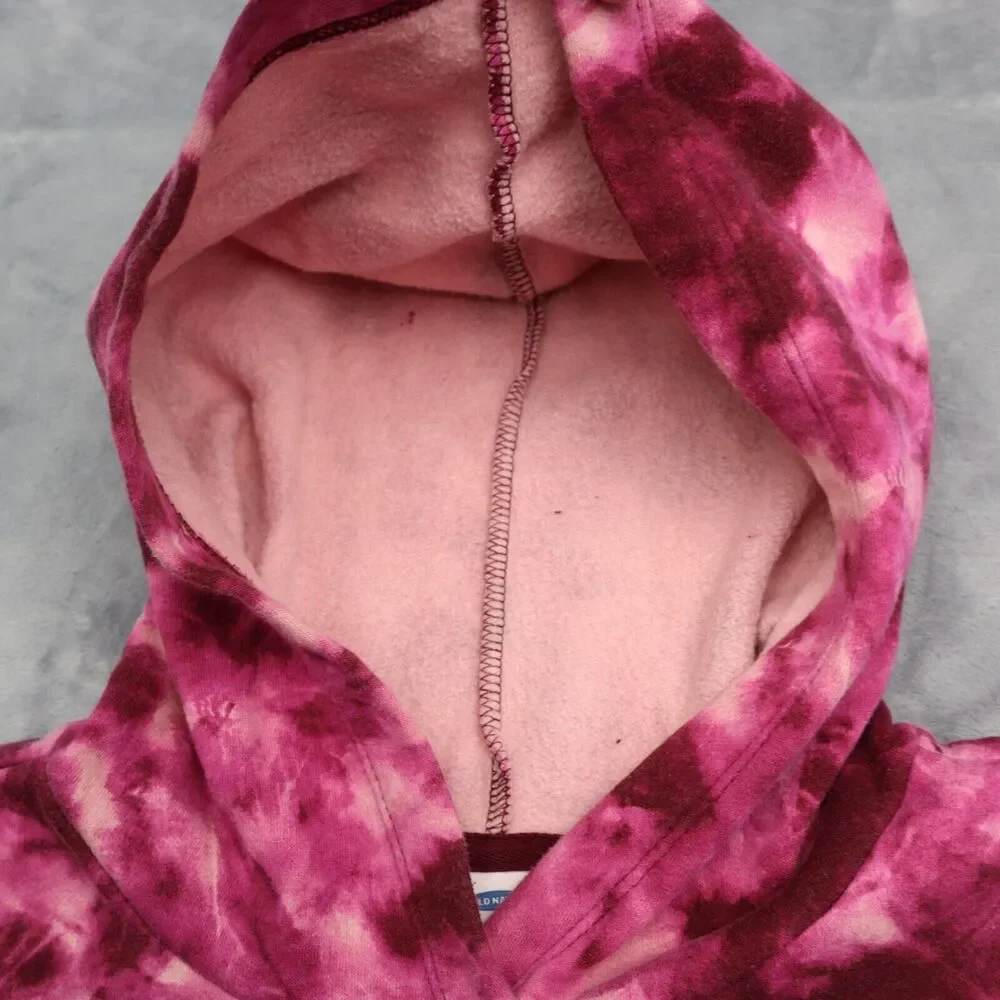 Old Navy Sweater Girls XL Pink Tie Dye Long Sleeve Pocket Pull Over Hoodie